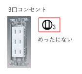 シンボル　記号　3口コンセント(トリプルコンセント)　2P15A