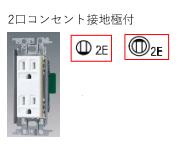 シンボル　記号　2口コンセント(ダブルコンセント)　2P15A