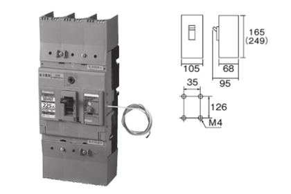 ボックス内取付ブレーカ　漏電ブレーカBJW-ｎ型225250AF（O.C付）（単相３線専用）