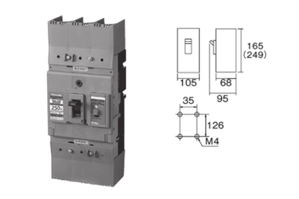 ボックス内取付ブレーカ　漏電ブレーカBJW型250AF（O.C付）（モータ保護用