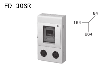 ケースブレーカ 屋内用 漏電保護用 ED-30SR 30AF スチール コンセント付