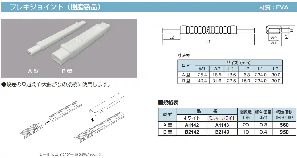 B2143 メタルモール付属品 フレキジョイント(B型・ミルキーホワイト)