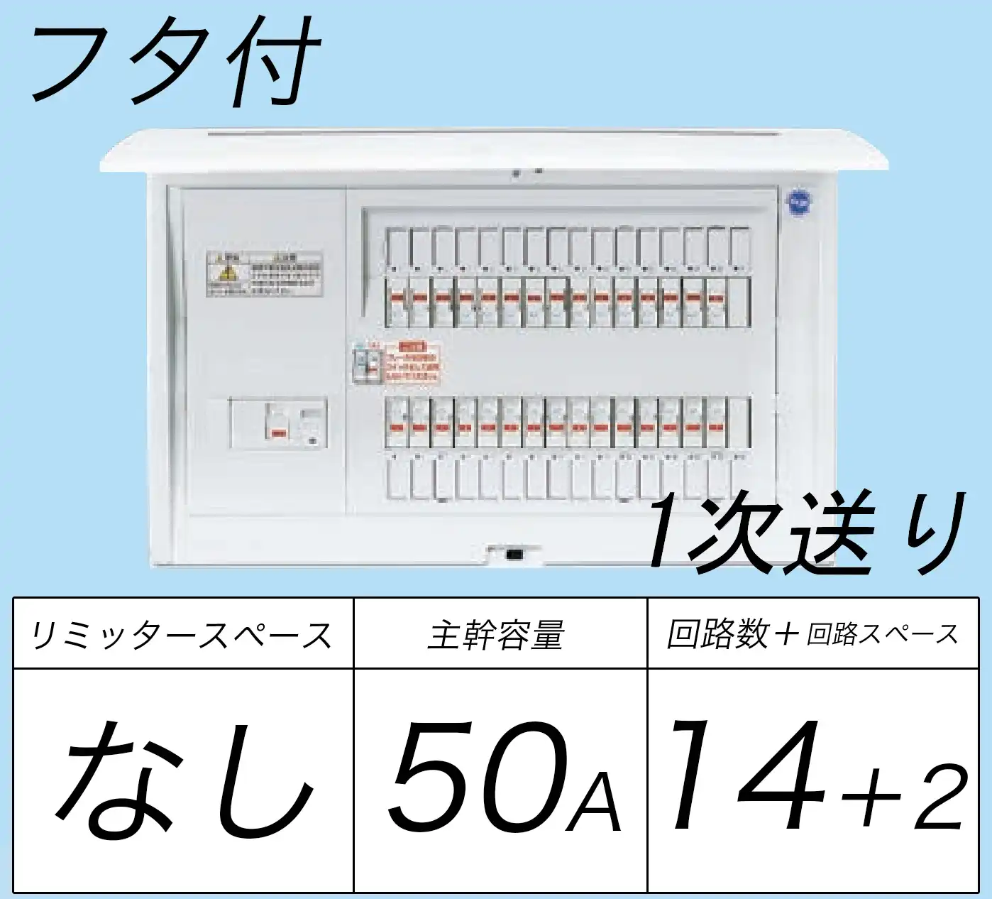 BQE851421 1次送り(100V)回路付住宅分電盤分電盤 単3 リミッタースペースなし 主幹ELB50A 回路数14 + 2