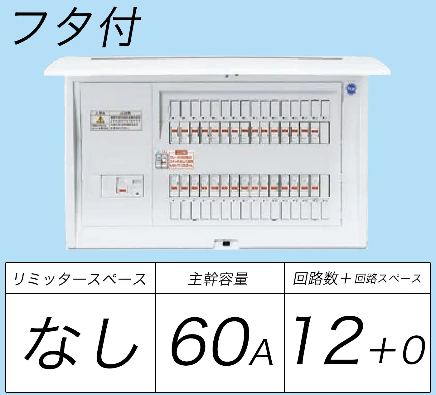 BQR8612 フタ付分電盤 単3 リミッタースペースなし 主幹ELB60A 回路数12