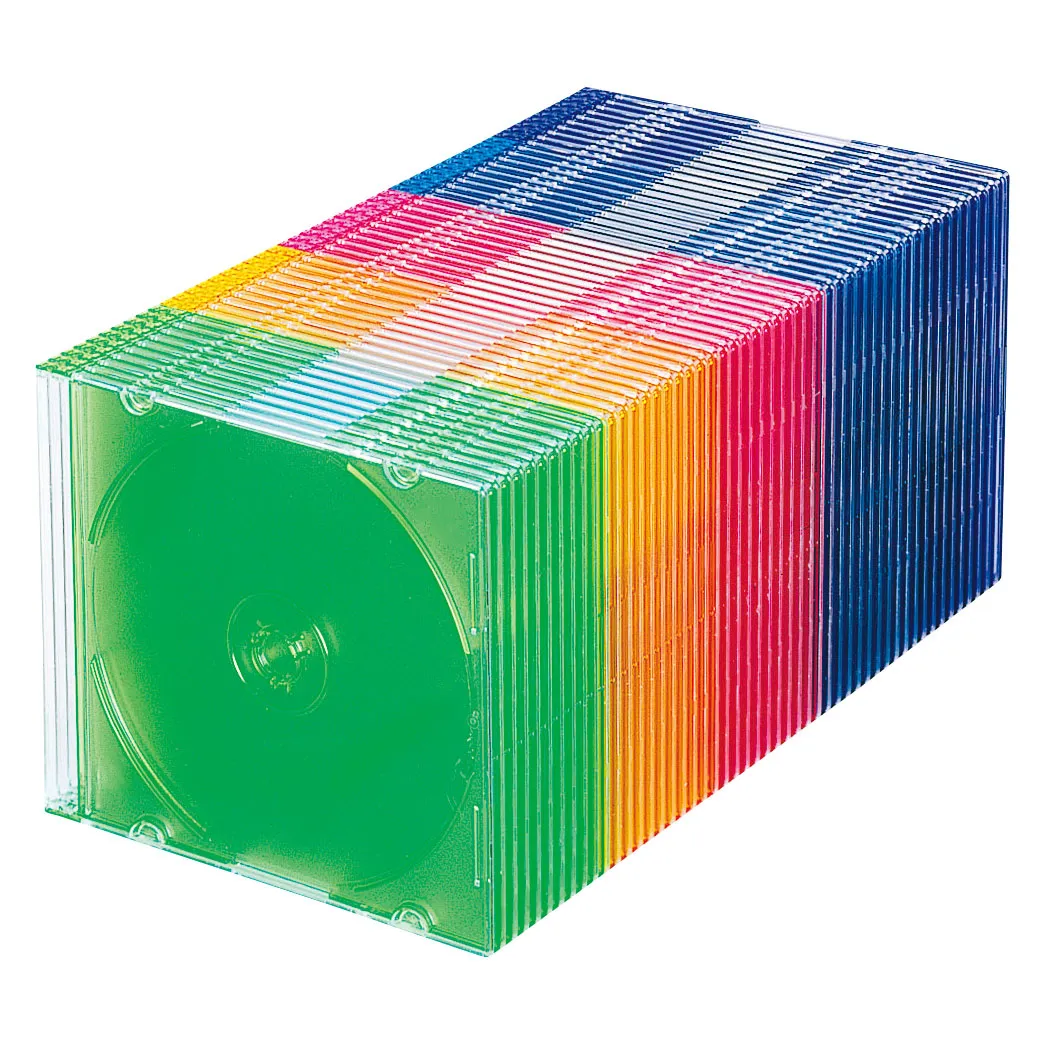 Blu-ray・DVD・CDケース（スリムタイプ・50枚セット・5色ミックス） FCD-PU50MXN2