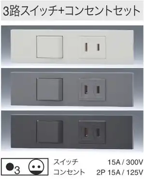 KAG2514SB 家具・機器用｜3路スイッチ+コンセントセット 色黒