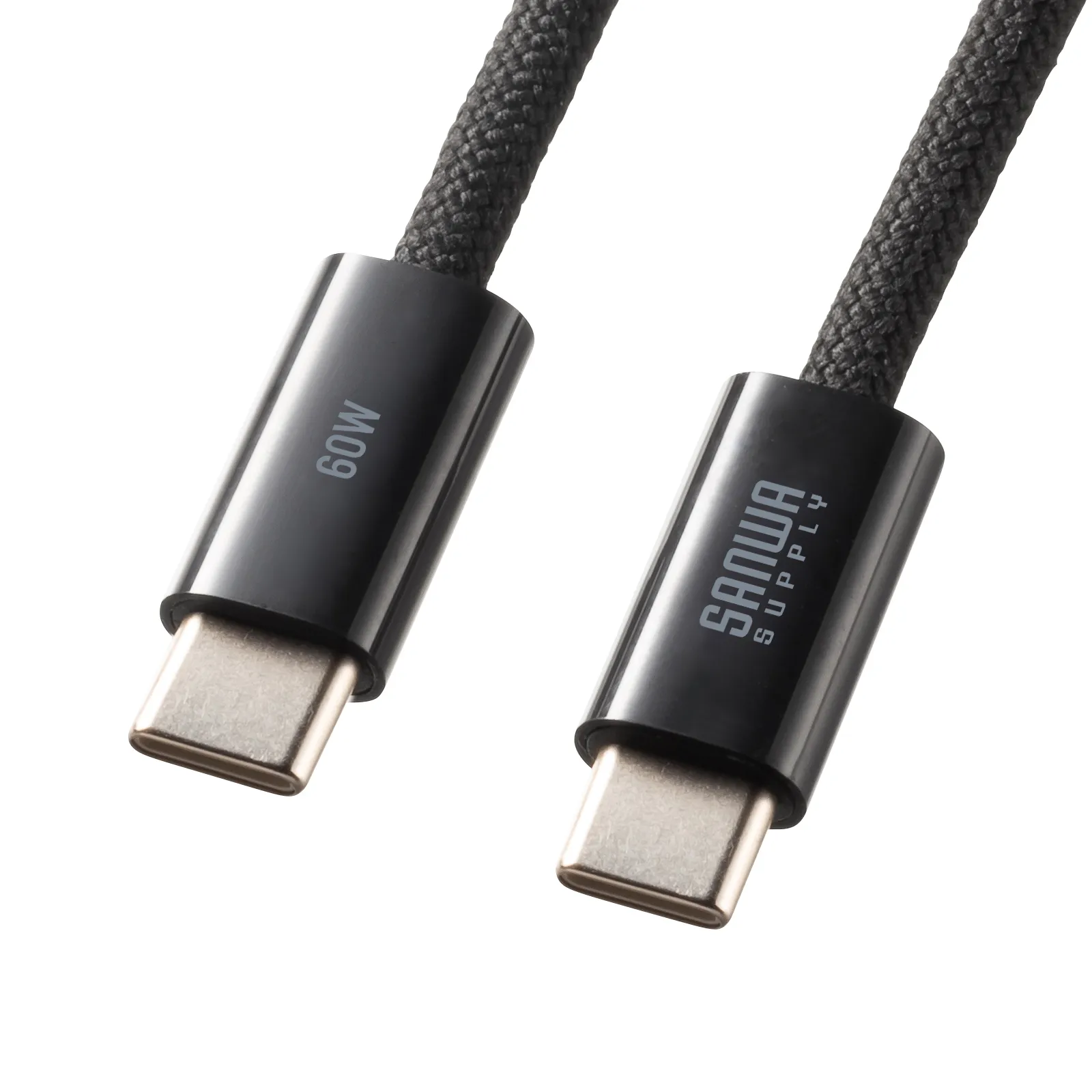 USB Type-Cシリコンメッシュケーブル（PD60W・2m・ブラック） KU-CCP60SM20BK
