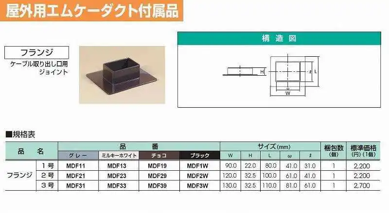 MDF13 屋外用エムケーダクト付属品 フランジ(1号・ミルキーホワイト)