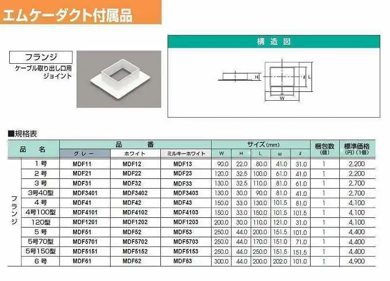 MDF4102 エムケーダクト付属品 フランジ(4号100型・ホワイト)