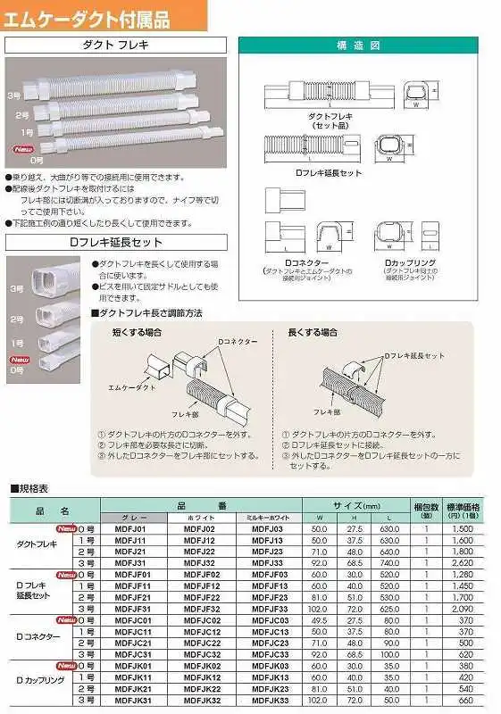 MDFJ32 エムケーダクト付属品 ダクトフレキ(3号・ホワイト)