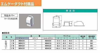 MDHC03 屋外用エムケーダクト付属品 引込カバー(0号・ミルキーホワイト)