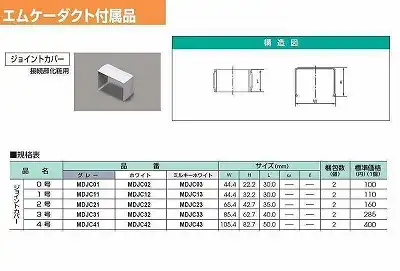 MDJC12 エムケーダクト付属品 ジョイントカバー(1号・ホワイト)
