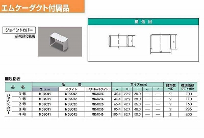 MDJC31 屋外用エムケーダクト付属品 ジョイントカバー(3号・グレー)