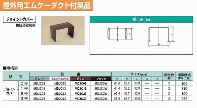 MDJC3W 屋外用エムケーダクト付属品 ジョイントカバー(3号・ブラック)