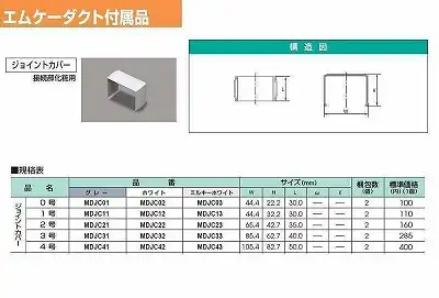 MDJC41 エムケーダクト付属品 ジョイントカバー(4号・グレー)