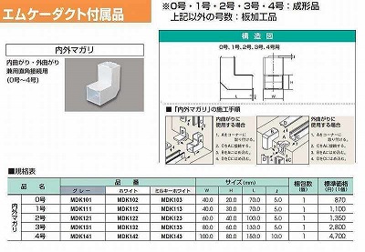 MDK121 屋外用エムケーダクト付属品 内外マガリ(2号・グレー)