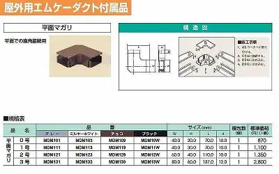 MDM12W 屋外用エムケーダクト付属品 平面マガリ(2号・ブラック)