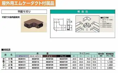 MDM139 屋外用エムケーダクト付属品 平面マガリ(3号・チョコ)