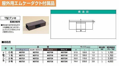 MDT3W 屋外用エムケーダクト付属品 T型ブンキ(3号・ブラック)