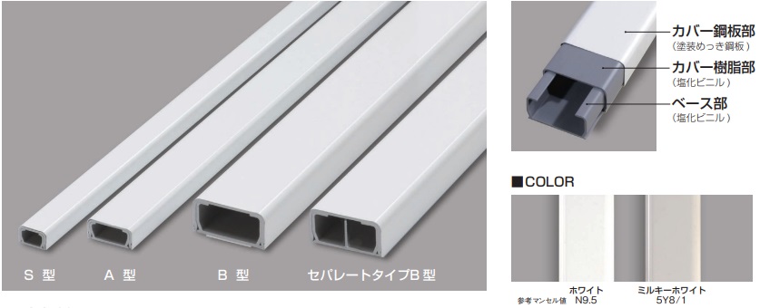 MFT0103 メタルエフモールテープ付(本体)(S型)(1.0m)(ミルキーホワイト)