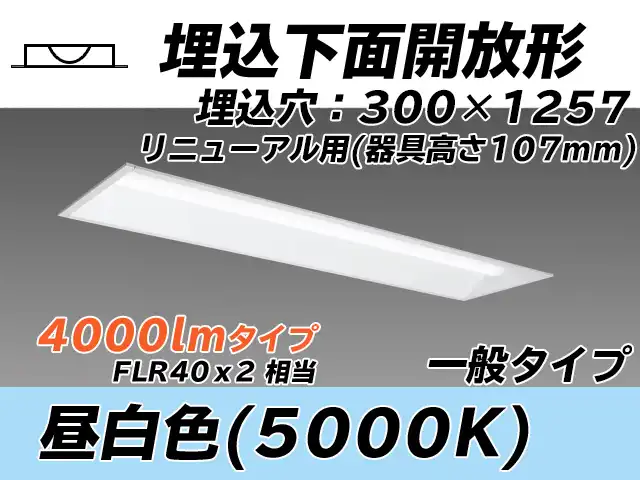 MY-B44033/25/N AHTN 埋込形ベースライト 300幅 器具高さ107mm FLR40x2相当 昼白色
