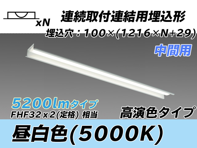 MY-B45037/11/N AHTN 埋込形ベースライト 連結用 100幅 高演色タイプ  FHF32(定格)x2相当 昼白色 中間用