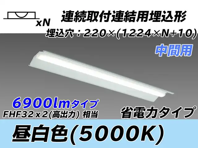 MY-B47030/20/N AHTN 埋込形ベースライト 連結用 220幅 全長1224 省電力タイプ  FHF32(高出力)x2相当 昼白色