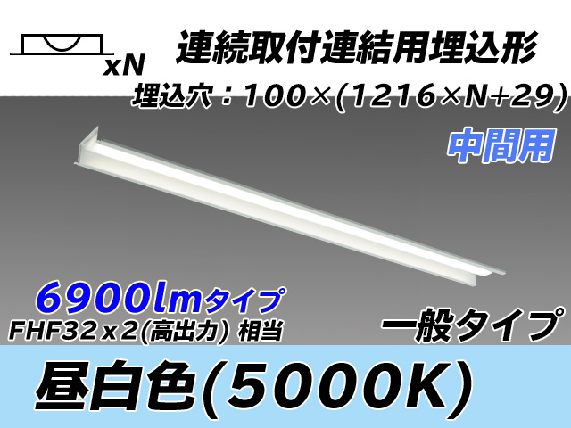 MY-B47033/11/N AHTN 埋込形ベースライト 連結用 100幅 一般タイプ FHF32(高出力)x2相当   【中間用】 昼白色