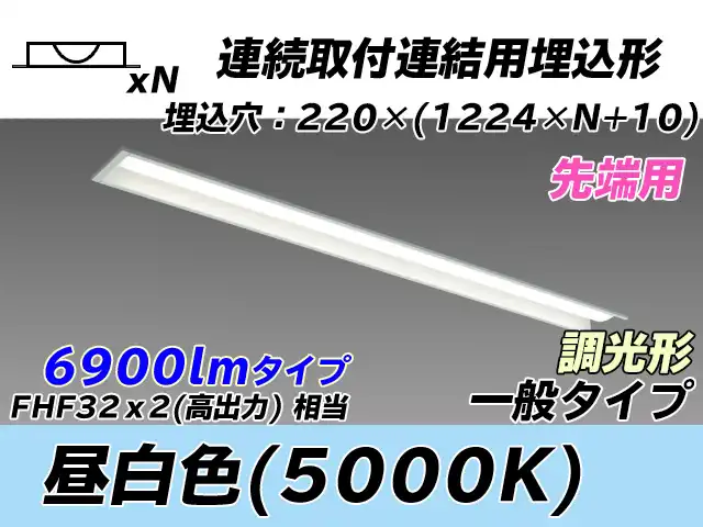 MY-B47033/19/N AHZ 埋込形ベースライト 連結用 220幅 全長1224 FHF32(高出力)x2相当 昼白色 調光タイプ