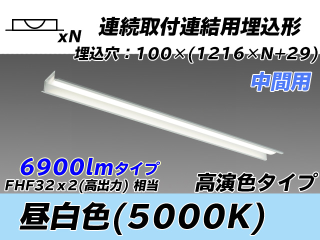 MY-B47037/11/N AHTN 埋込形ベースライト 連結用 100幅 高演色タイプ  FHF32(高出力)x2相当 昼白色 中間用