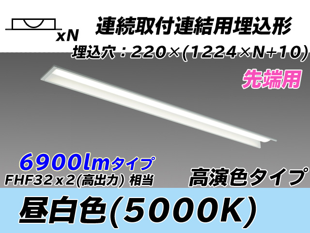 MY-B47037/19/N AHTN 埋込形ベースライト 連結用 220幅 全長1224 高演色タイプ  FHF32(高出力)x2相当 昼白色 先端用