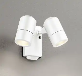 OG264091+No278CN×2 屋外用スポットライト 人感センサ付 調光器不可 別売ランプ込（E11） JDR50W相当×2灯 調光・昼白色 ビーム角ワイド41度 色：オフホワイト
