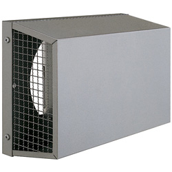 [受注品]ST100A10MDSP SUS製グリル 外風対策 100φ 角型カバー (左右開口)FD付 72℃型式 10メッシュ