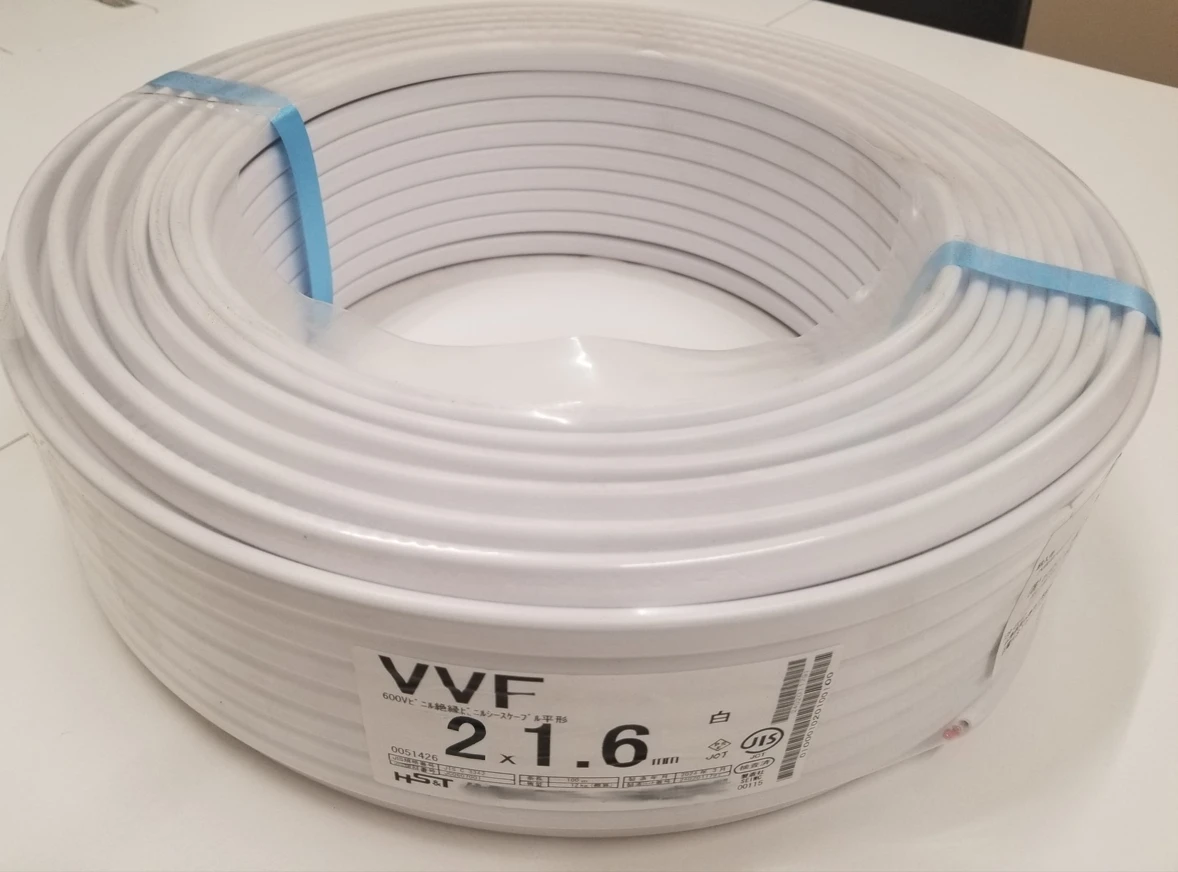 VVF-1.6×2C-W VVFケーブル 1.6×2C-W(100m)白