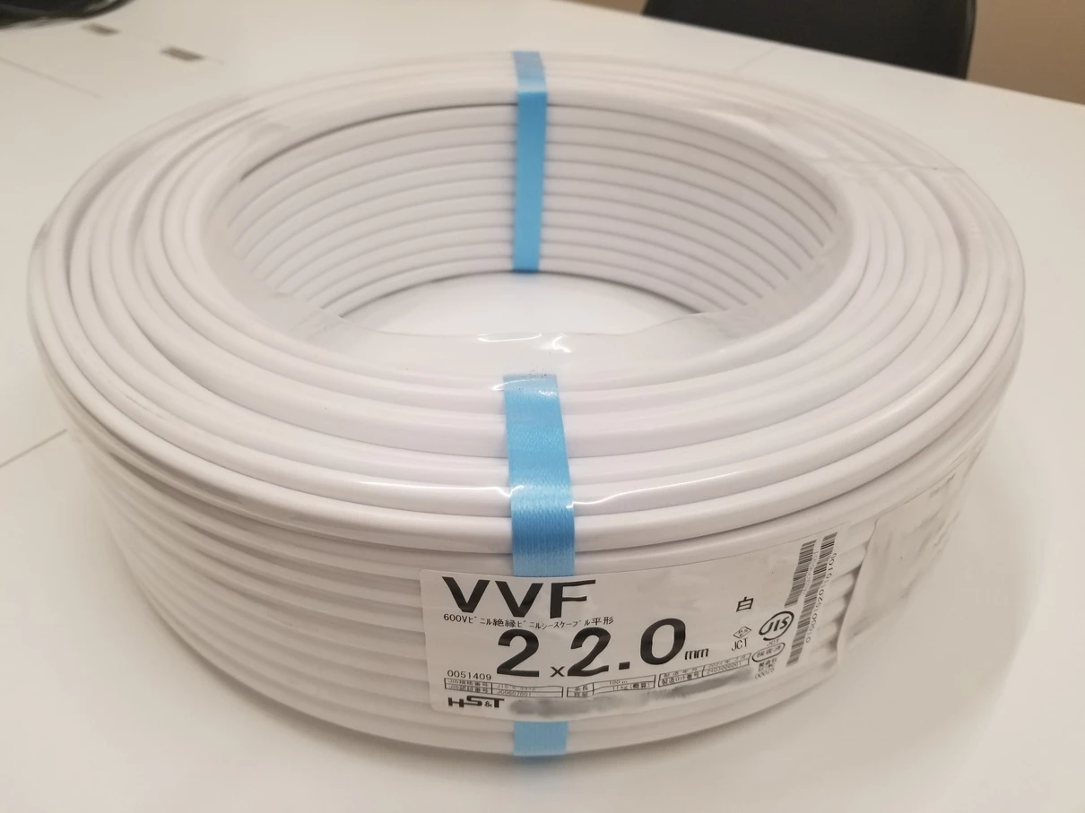 VVF-2.0×2C-W VVFケーブル 2.0×2C-W(100m)白