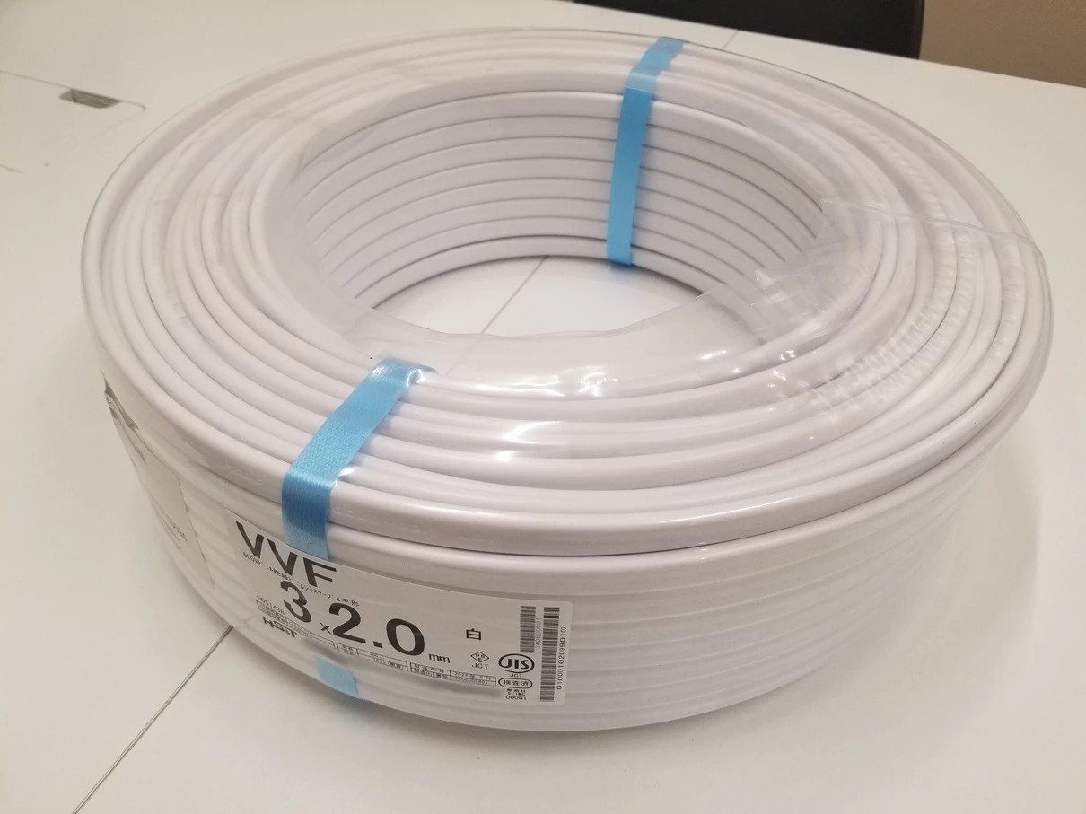 VVF-2.0×3C-W VVFケーブル 2.0×3C-W(100m)白