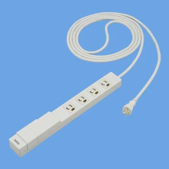 WCH243432H [充電用]USBコンセント付OAタップ(接地14A抜け止め形)(4コ口・グレー)(USB2A5VDC・2ポート)(3Mコード付)(マグネット付)(電源表示付)