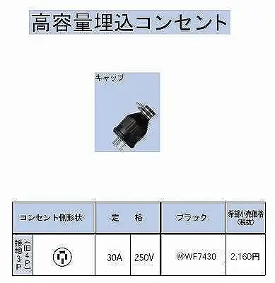 WF7430 防水ゴムキャップ(圧着端子付)接地3P30A
