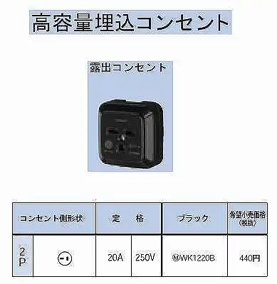 WK1220B 角型コンセント(露出)2P20A