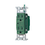 WN13185GK フルカラー医用アース付ダブルコンセント(通電表示ランプ付)(緑)