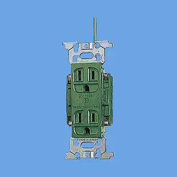 WN1318GK フルカラー医用アース付ダブルコンセント(接地リード線付)(緑)