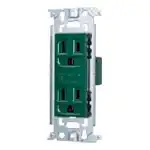 WN1512GK フルカラー埋込接地ダブルコンセント(緑)