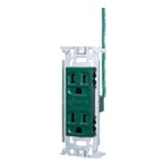 WN1518G フルカラー埋込アース付ダブルコンセント(接地リード線付)(緑)
