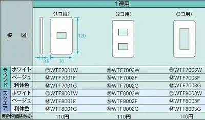 WTF7001F コンセントプレート(1コ用)(ベージュ)