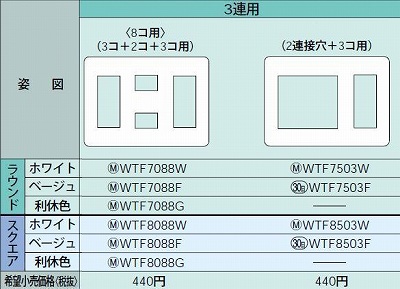 WTF7088F コンセントプレート(3コ+2コ+3コ用)(ベージュ)