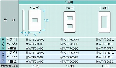 WTF8001W コンセントプレート(スクエア)(1コ用)(ホワイト)