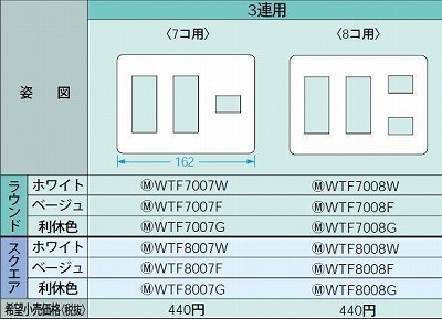 WTF8007W コンセントプレート(スクエア)(7コ用)(ホワイト)