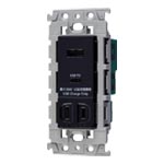WTL147740B 埋込充電用USBコンセント2ポート(18W)(USB-A･C)(扉付コンセント付)(ブラック)