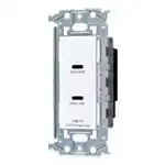 WTL1488MW 埋込充電用USBコンセント2ポート(最大60W)(USB-C)(金属枠付)(マットセラミックホワイト)