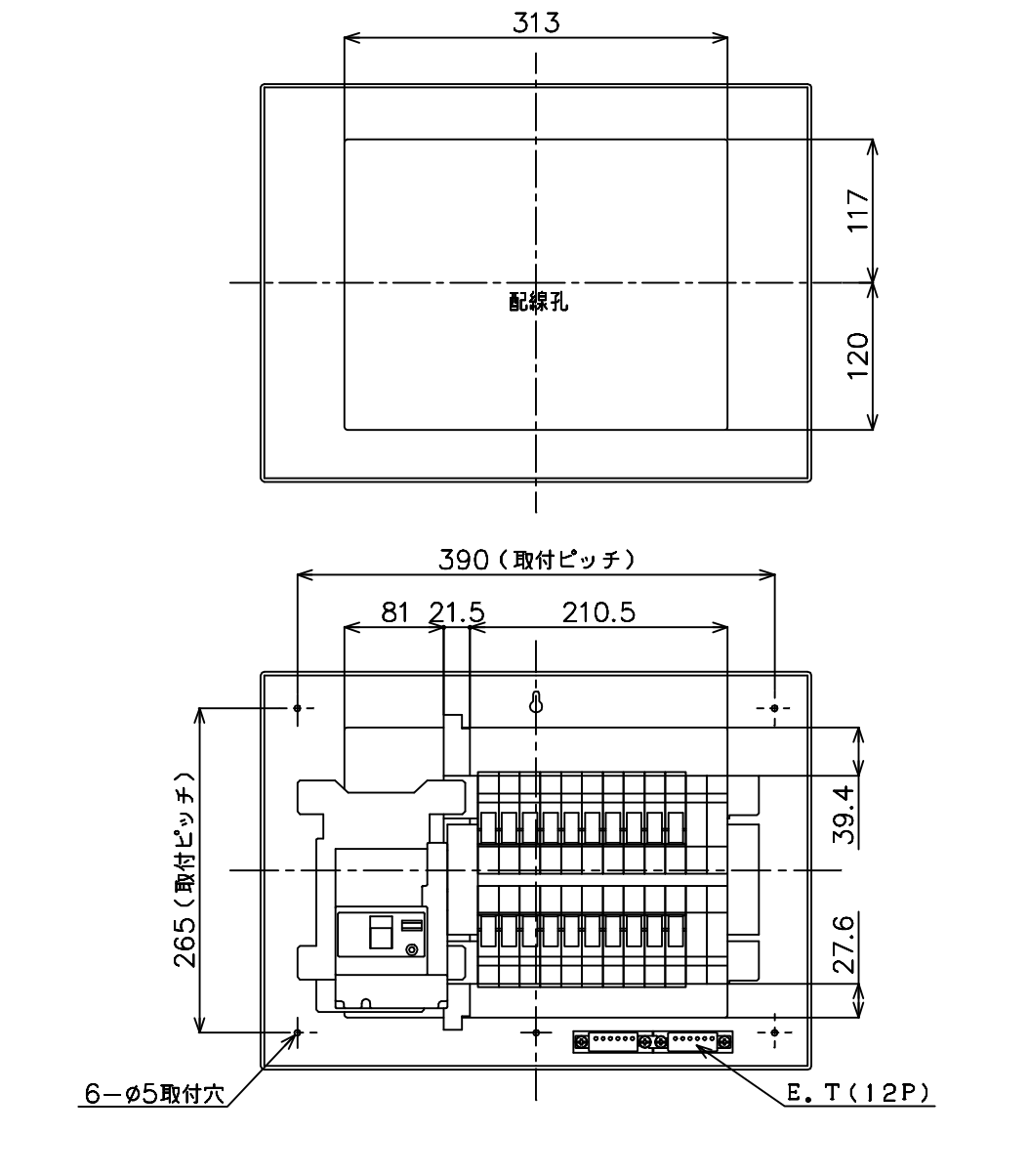 Panasonic 住宅分電盤 コスモパネル コンパクト21 リミッタースペースなし ドア付 プラスチック製 露出・半埋込両用形 回路数：14 主幹容量：60A BQR86142 - 4